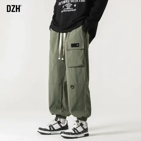 男士军绿色裤子男款美式工装裤束脚休闲长裤男2023秋季新款冲锋裤商品大图