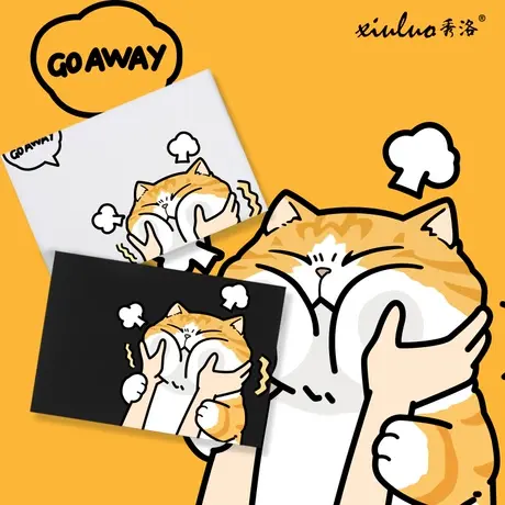 秀洛捏脸橘猫宽松短袖T恤男女情侣衣服卡通搞怪猫图案潮流半袖TEE商品大图