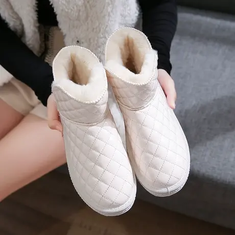 皮毛一体雪地靴女2024年新款皮面防水棉鞋冬季女鞋加绒加厚短靴子图片