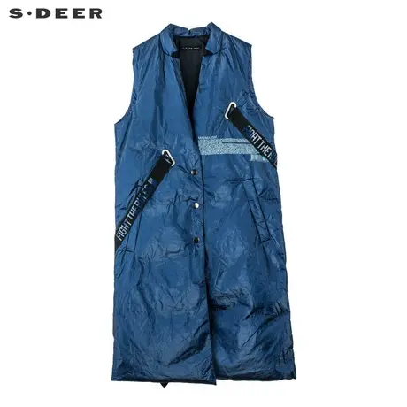 sdeer圣迪奥字母飘带穿孔设计无袖女式羽绒背心S17481669商品大图