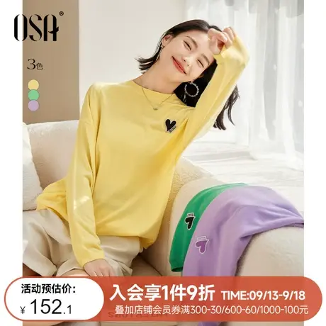 OSA欧莎多巴胺长袖套头针织衫女初秋装2023年新款宽松显瘦薄上衣商品大图