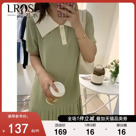 大码女装胖MM娃娃领连衣裙2024夏季新款巨显瘦学院风雪纺百褶裙图片