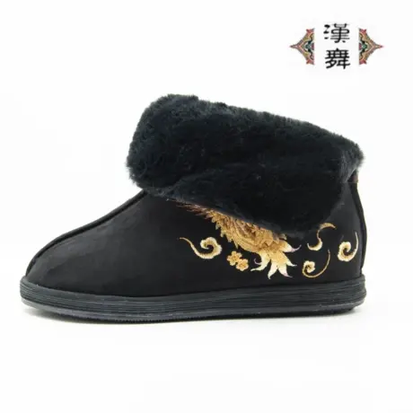 【暖阳】中国风布鞋内增高高帮短筒加厚款软底防滑秋冬棉鞋图片