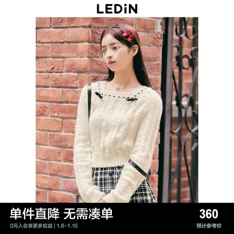 【商场同款】乐町蝴蝶方领针织衫秋冬新款甜美毛衣C1EED4266图片