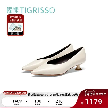 蹀愫法式单鞋尖头小猫跟高跟鞋奶奶鞋TA54127-12图片