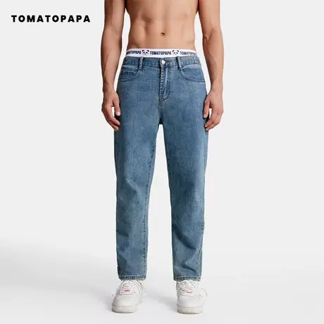 TOMATOPAPA牛仔裤男24年春季新款水洗棉基础百搭四季运动青年长裤图片