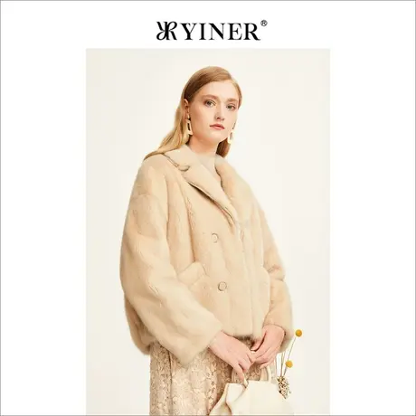 YINER音儿女装2022冬季新款设计感时尚洋气水貂皮草外套商品大图