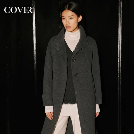 COVER2023冬季风衣式落肩廓形羊毛大衣商品大图