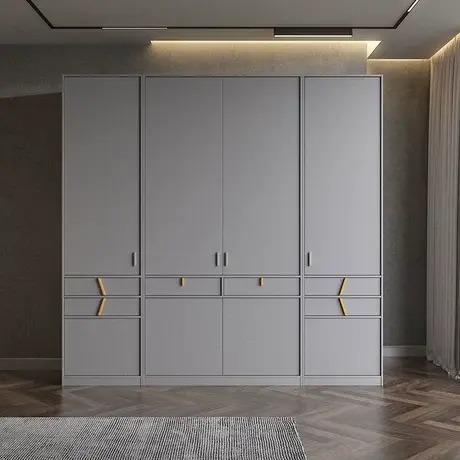 富安娜家具衣柜推拉门轻奢组装移门北欧大衣柜家用卧室收纳衣橱图片