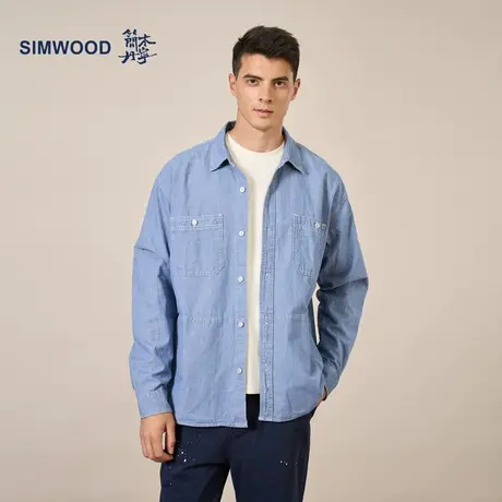 Simwood简木丹宁【超宽松版型】秋新款8盎司棉麻牛仔衬衫夹克外套图片