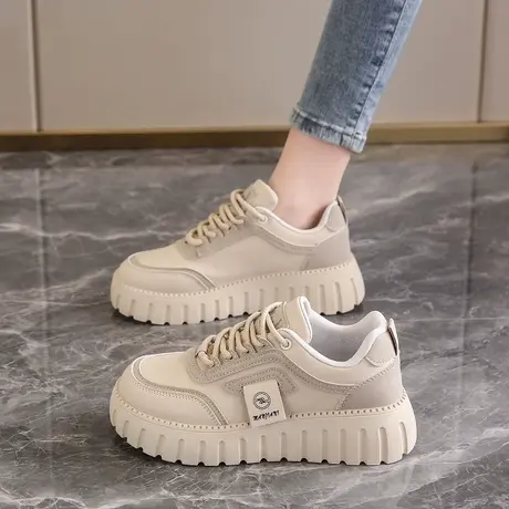 女鞋2024年新款春夏季潮流运动休闲鞋女士百搭小个子显高板鞋厚底商品大图