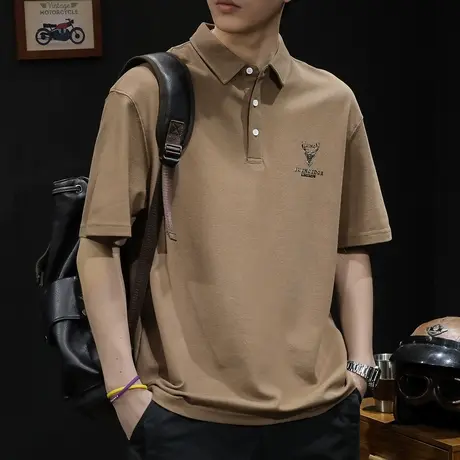 美式polo衫男短袖t恤男士夏季宽松大码潮牌2024新款男款体恤男装商品大图