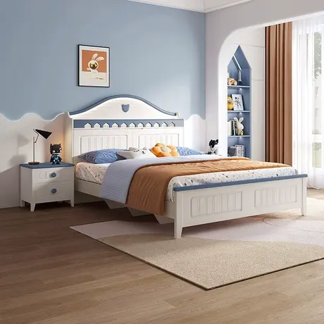 全友家居儿童床男孩田园风储物床次卧室1.5米高脚床小户型图片