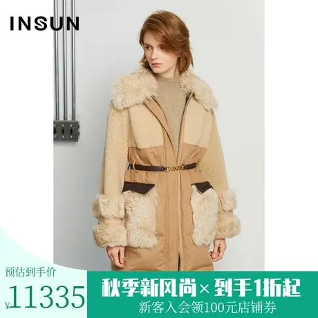 恩裳商场同款冬季大毛领保暖毛皮外套休闲感白鹅绒皮草商品大图