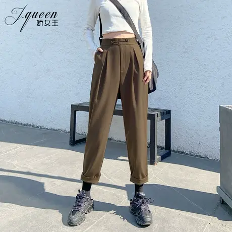 哈伦裤女高腰秋季新款复古宽松休闲小脚萝卜裤显瘦烟管九分西装裤商品大图