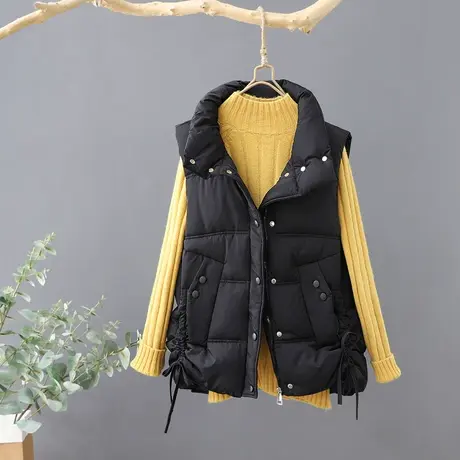 2023秋冬新款韩范短款羽绒棉马甲女宽松立领背心外搭坎肩马夹外套商品大图