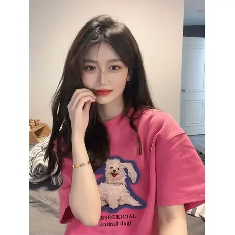 纯棉短袖t恤女ins潮春夏季oversize宽松国潮小众设计感半袖上衣服商品大图