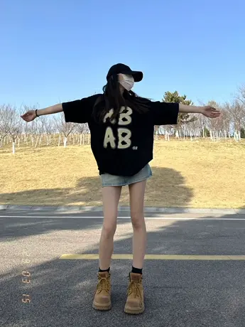 纯棉重磅设计感短袖t恤女夏季小众国潮牌ins宽松半袖oversize上衣商品大图