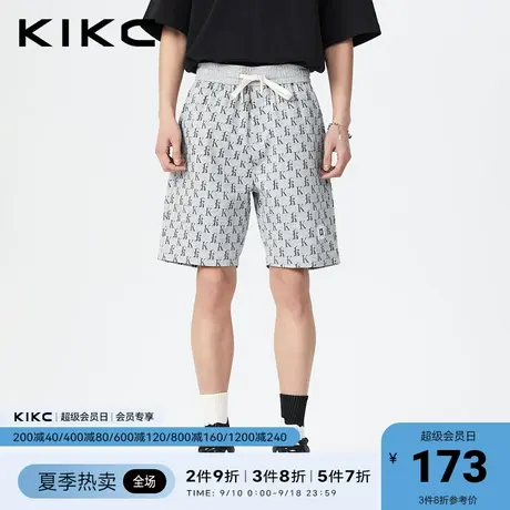 kikc休闲裤男2023春夏新款商场同款字母满印直筒百搭五分裤短裤图片