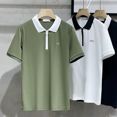 冰丝男士t恤短袖潮牌网红文艺高端2023新款夏季薄款半袖polo衫男商品大图