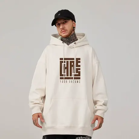 国潮加肥加大码卫衣春款加绒男女同款连帽中性风oversize情侣外套商品大图