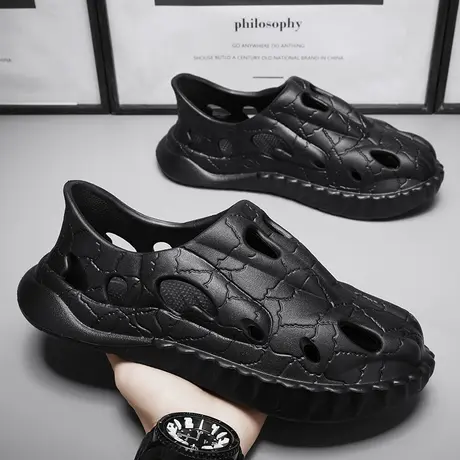 夏季雨鞋时尚水鞋防水防滑男厨师鞋踩水雨凉鞋劳保一脚蹬胶鞋大码商品大图