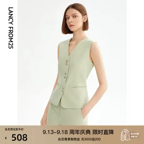 朗姿法式休闲通勤气质V领职业西装马甲夏季新款百搭上衣女小马夹图片