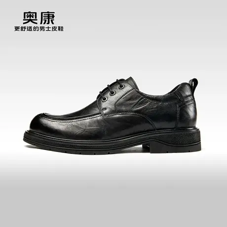 奥康男鞋春秋季新款低帮正装皮鞋男真皮抓皱德比鞋上班办公鞋图片