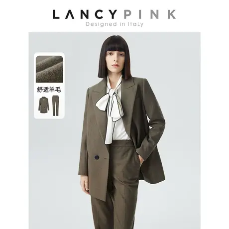 【意大利设计】朗姿羊毛复古气质西服外套2022冬季新款西装套装女图片