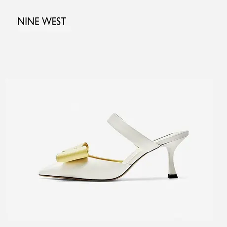 Nine West/玖熙时尚尖头高跟鞋2024年夏季新款包头半拖后空凉鞋女图片
