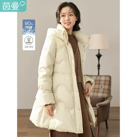 【商场同款】茵曼冬装新款连帽腰部可调节腰带百搭保暖羽绒服图片