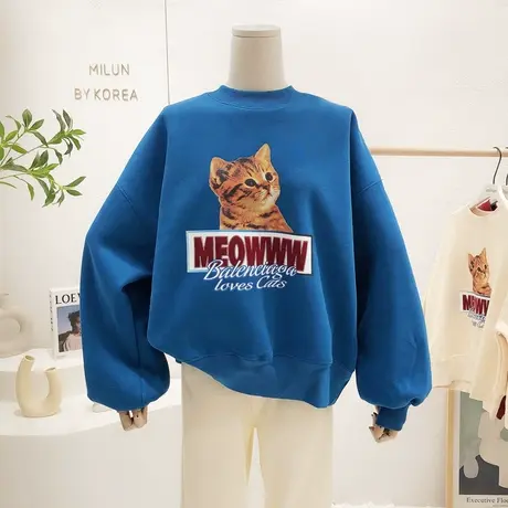 ins小众潮上衣2021秋冬季款韩国东大门洋气字母加绒卫衣打底大码商品大图