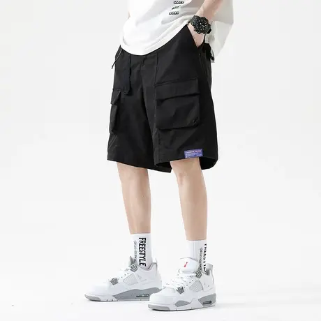 男士黑色工装短裤男款运动夏季裤子休闲百搭2023年新款薄款五分裤商品大图