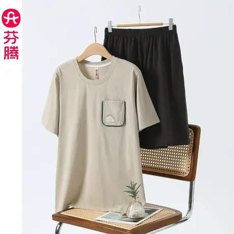 芬腾纯棉睡衣男夏季薄款短袖短裤套装凉感休闲宽松青年男款家居服商品大图
