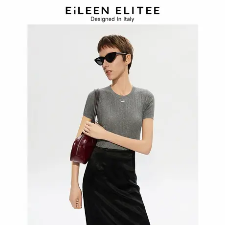 朗姿欧洲EiLEEN ELITEE2025年夏季新款圆领针织短袖打底针织衫女商品大图