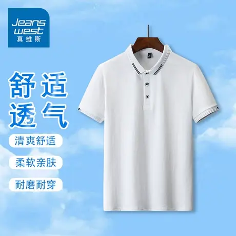 GQ真维斯夏季男士时尚休闲冰丝短袖T恤polo衫薄款透气翻领T恤上衣商品大图