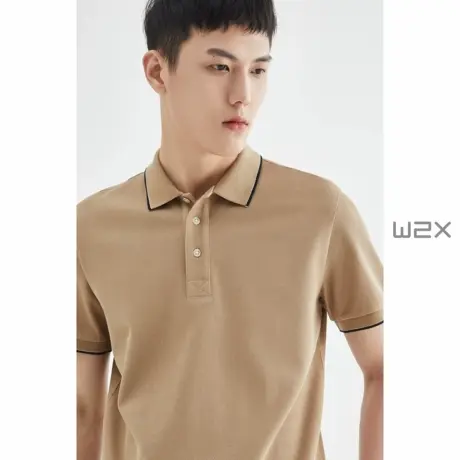 w2x液氨工艺珠地花纱翻领POLO衫男士短袖T恤轻熟风保罗衫休闲体恤商品大图