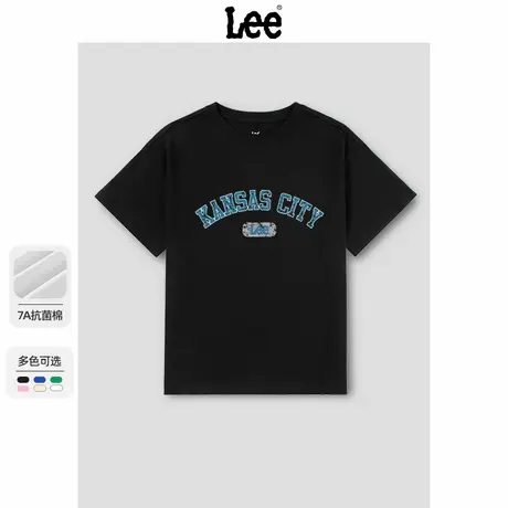 Lee童装男童t恤短袖2025新款潮酷上衣男大童黑色半袖百搭儿童夏装图片