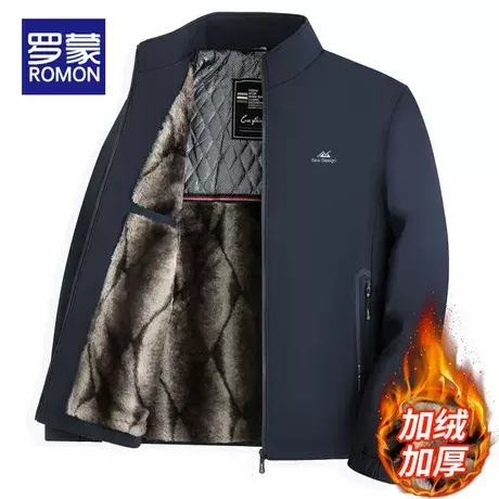 罗蒙中老年爸爸冬装外套保暖2025新款商务休闲男士夹克加绒加厚商品大图