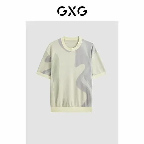 GXG男装 商场同款黄色渐变设计短袖T恤2024年夏季新品G24X442055商品大图
