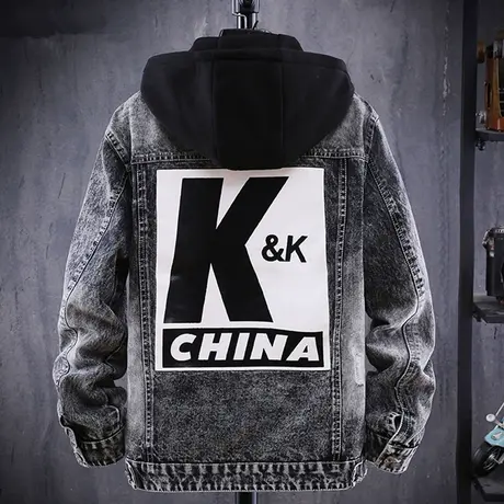 男士牛仔外套秋冬季加绒加厚夹克潮流秋装上衣ins潮牌修身牛仔衣商品大图