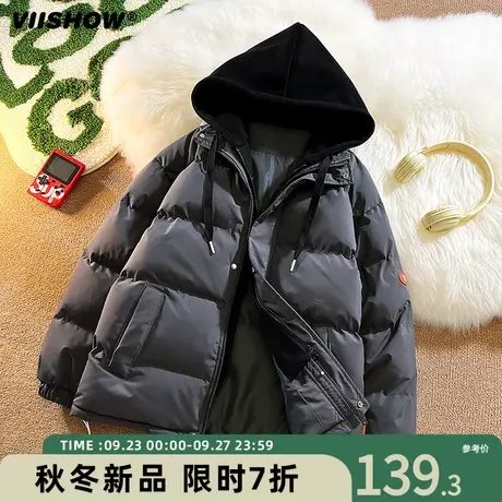 VIISHOW棉衣男生冬季假两件棉袄子羽绒棉服男加厚款潮牌面包外套商品大图