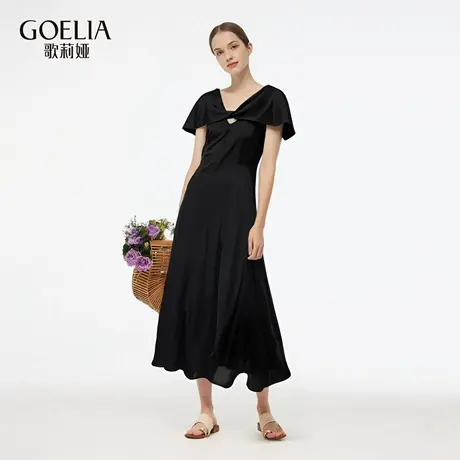 歌莉娅醋酸连衣裙女夏季2025新款重要场合巨好看小黑裙1E7R4H050图片