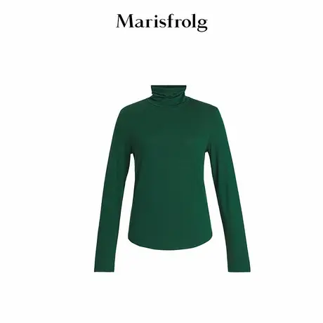 【精简美学】Marisfrolg玛丝菲尔冬季新款绿色高领羊毛T恤打底衫商品大图