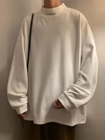 2023新款半高领针织打底衫男秋冬季纯色德绒内搭休闲长袖港风潮流商品大图