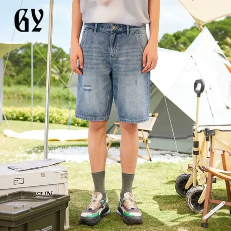 雅戈尔奥莱 GY男装夏季青年ins韩版休闲时尚潮流牛仔短裤商品大图