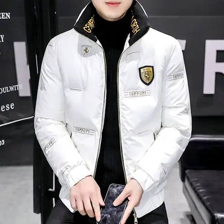 2023新款潮牌亮面棉服男士冬季立领加厚短款帅气免洗羽绒棉衣外套商品大图