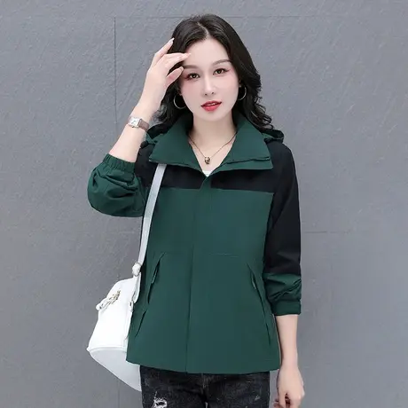 恋上17号休闲拼色冲锋衣外套女2023新款中年女士春秋夹克运动上衣图片