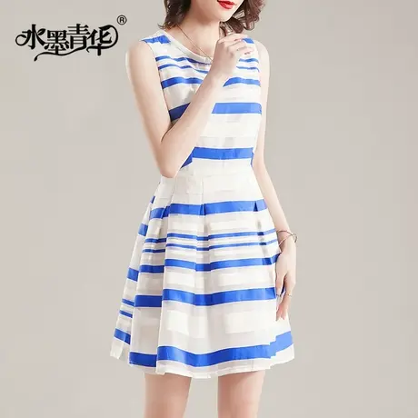 【1件7.9折】夏季新款百搭无袖背心裙显瘦条纹马甲裙子时尚连衣裙商品大图
