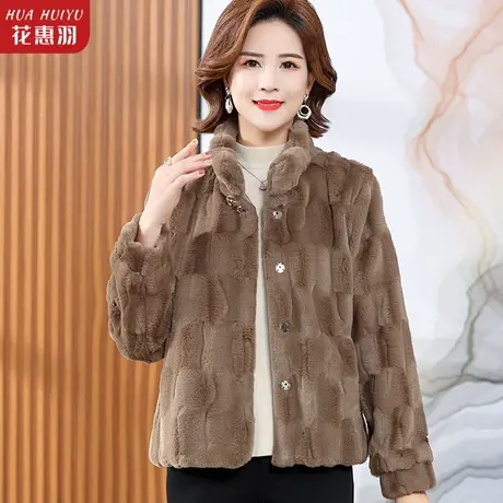中年妈妈冬装外套水貂绒上衣中老年女秋冬装2022新款洋气时尚棉衣图片